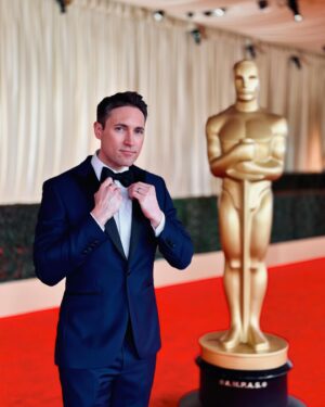 Whit Johnson Instagram - 45 minutes of YouTube instructional videos, but finally tied this bow tie myself!  Here we go!  Our Oscars pre-show starts at 1pm Eastern on ABC and ABC News Live.  @abcnews @abcnewslive @goodmorningamerica