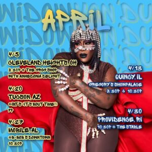 Widow Von'Du Instagram - Where we goin next? 🤷🏾‍♀️ Check it! April SHOWERS bring the YES BITCH, SHE MIGHT BE! to LIFE! Catch me at these couple of watering holes serving you ass, smokin’ grass, and makin’ cash! 🤑 it’s my bday month so come out and show me some love hoes! 😘

4.5 - Cleveland Heights, OH with @theanhedoniadelight for @glamgorecle at @thegrogshop 

4.13 - Quincy, IL at One Event Venue / Gregory’s ShowPalace for 2 shows

4.20 - Tucson, AZ at @ibts 

4.27 - Mobile, AL at @bbobsmobile 

4.30 - Providence, RI at @stablepvd 

There’s even more coming... 🍆💦Relax your throat... I know; you’re gagging! 😜 #dragrace  #thewidowvondu #rupaulsdragrace #rpdr12 #drag #dragqueen #missouri #gayboy #gaylife #lgbtqiaplus #icon #travel #artistsoninstagram #instagay #blackgirlmagic #worldofwonder #wow
#vh1 #mtv