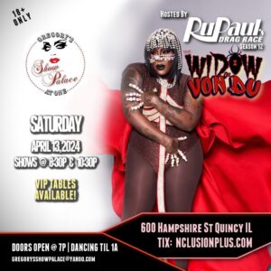 Widow Von'Du Instagram - I’m coming for you Quincy, IL! Ain’t no place to hide… The Widow is going to entangle you all in my web. Come on out and celebrate one of my #birthday month #dragshows with me! April 13th with 2 shows. Tickets hosted by @nclusionplus #dragrace  #thewidowvondu #rupaulsdragrace #rpdr12 #drag #dragqueen #missouri #gayboy #gaylife #lgbtqiaplus #icon #travel #artistsoninstagram #instagay #blackgirlmagic #worldofwonder #wow
#vh1 #mtv