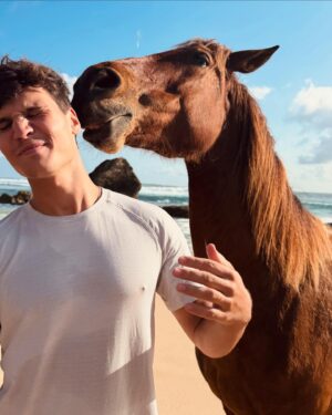Wincent Weiss Instagram - Ich glaube ich habe neue Hobbys für mich entdeckt 😀🧡. 
#ichglaubichbraucheinpferd #undsurfwellen #einewochepause
