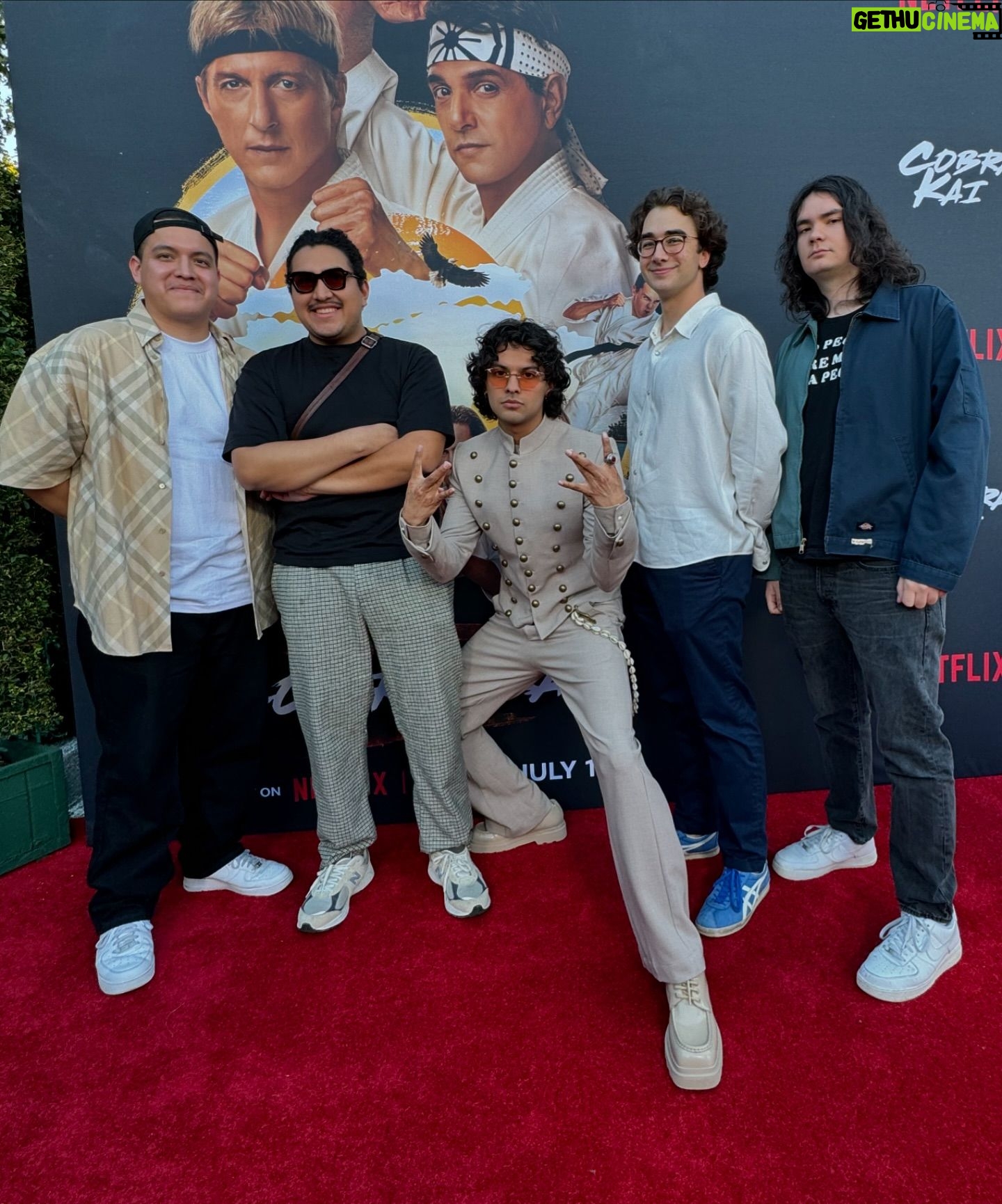 Xolo Mariduena - 853.9K Likes - Thank you to all who showed up at the premiere yesterday. To wrap up this show with all of our supporters is a gift. Cobra Kai Never Dies! Part 1 out now. Custom Threads by @ugomozie.