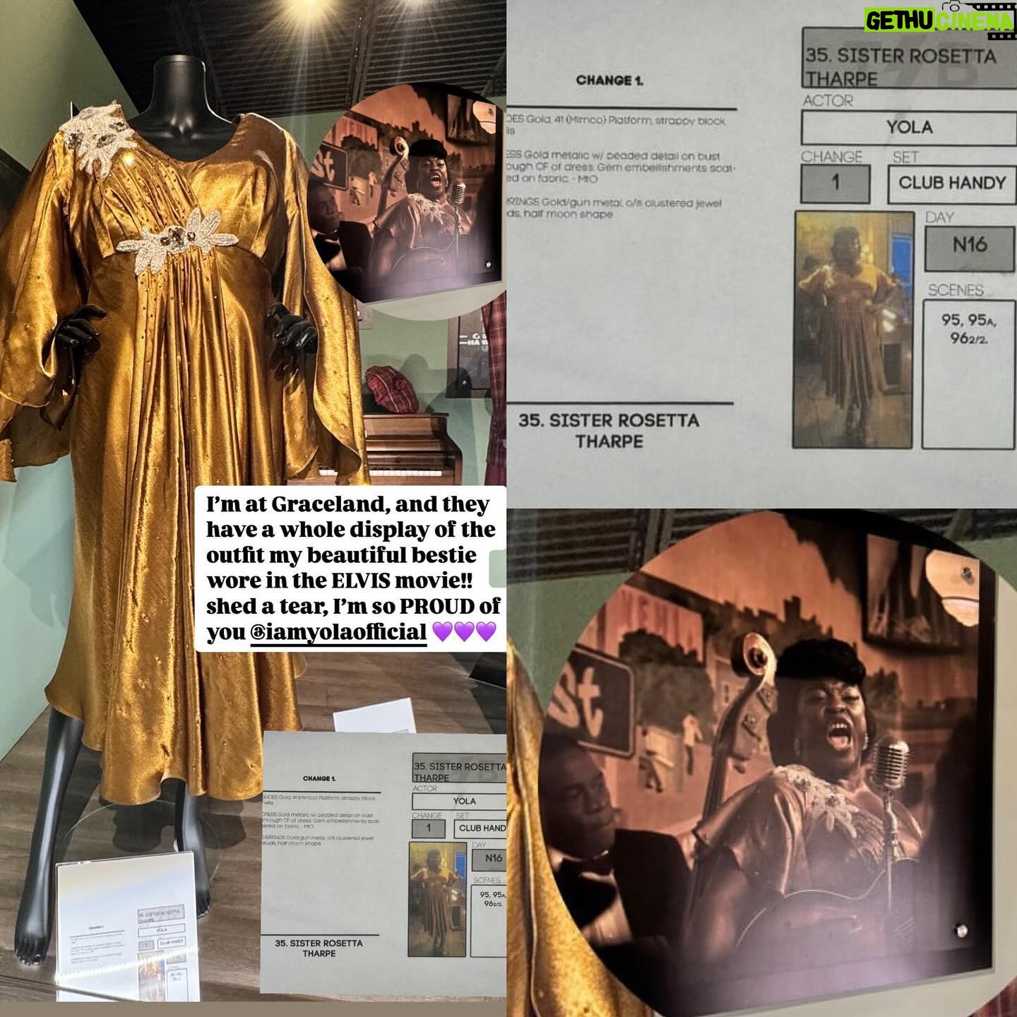 Yola - 1.3K Likes - Thank you sweet friend @nicolejuliette1 for this lush picture of my Sister Rosetta Tharpe costume for the Oscar nominated @elvismovie that you captured on your many travels as the merch lady with the mostest! I thought I’d add some photographic memories that you may not have seen! 🩷🩷🩷 #elvismovie #sisterrosettatharpe #pridemonth #queericon #rocknroll #ally