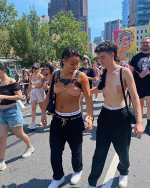 Zoe Terakes Instagram - Here’s some NYC Pride joy, before it all got really shit. Thousands of queer and trans people all gathered in a packed Washington Square park; celebrating the fuck out of each other, loving on each other so hard. Then people started running. Then we heard what sounded like gunshots. A few of them. We ran for our lives. People got trampled on, people were bleeding, crying, screaming. People just kept yelling, “Shooter! There’s a shooter!” I ran to the nearest building and hid in a janitors closet for two hours with 4 strangers cos I lost all my friends in the masses. Turns out some cunt stood in the middle of the park and fired fireworks at people. AT people. Hurt people. I’m grateful it wasn’t a gun, but how fucked is that sentence? This was a scare tactic. And it was successful. It was a completely devastating reminder of just how much queer and trans people in this country are fearing for their lives. How constantly on edge everyone feels. How fucking unsafe this place is. That there are now ‘shooting scares.’ I’d never felt so much euphoria as I did on Sunday. Never felt more myself. I cried tears of belonging. I’ve also never felt so terrified as I did on Sunday. I didn’t know if the people I loved were alive and vis versa. Shit was fucking traumatic. And I’m so fucking tired of this fear that is woven so tightly into the fabric of queer life. I’m so fucking tired of feeling like no joy comes for free, that there’s a catch, that we’ll have to pay for it somehow. Because, more often than not, we do. And it breaks my fucking heart. It breaks my fucking heart.