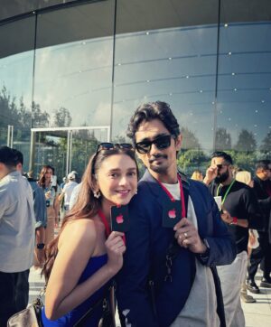 Aditi Rao Hydari Instagram - First time ever at an #applekeynote 😍
 Two Apple fans on an adventure… let’s go! 🥰