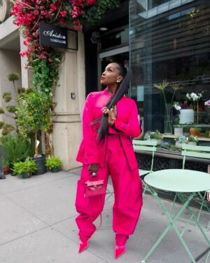 Adjua Styles Instagram - Taking up SPACE UNAPOLOGETICALLY💗💗💗💗💗💗💗💗💗💗💗💗💗💗
:
:
:
:
Set @samanthablacknyc 💝
Boots @balenciaga 
:
Hair @rashawncardwell 
Makeup @mandisavonette
