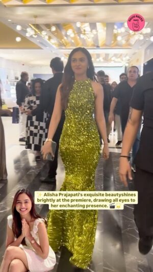 Alisha Prajapati Instagram - 😍✨ @alishaprajapati ‘s exquisite beauty shines brightly at the premiere, drawing all eyes to her enchanting presence 😍🥰

✨ Glimpses of Grand Premier #UdanChhoo Gujarati Movie, in cinemas now! 

#alishaprajapati💃 #alishaprajati #alishaprajapatifans  #udanchhoomovie #gujjurockspaps #gujjurocks #thegujjurocks