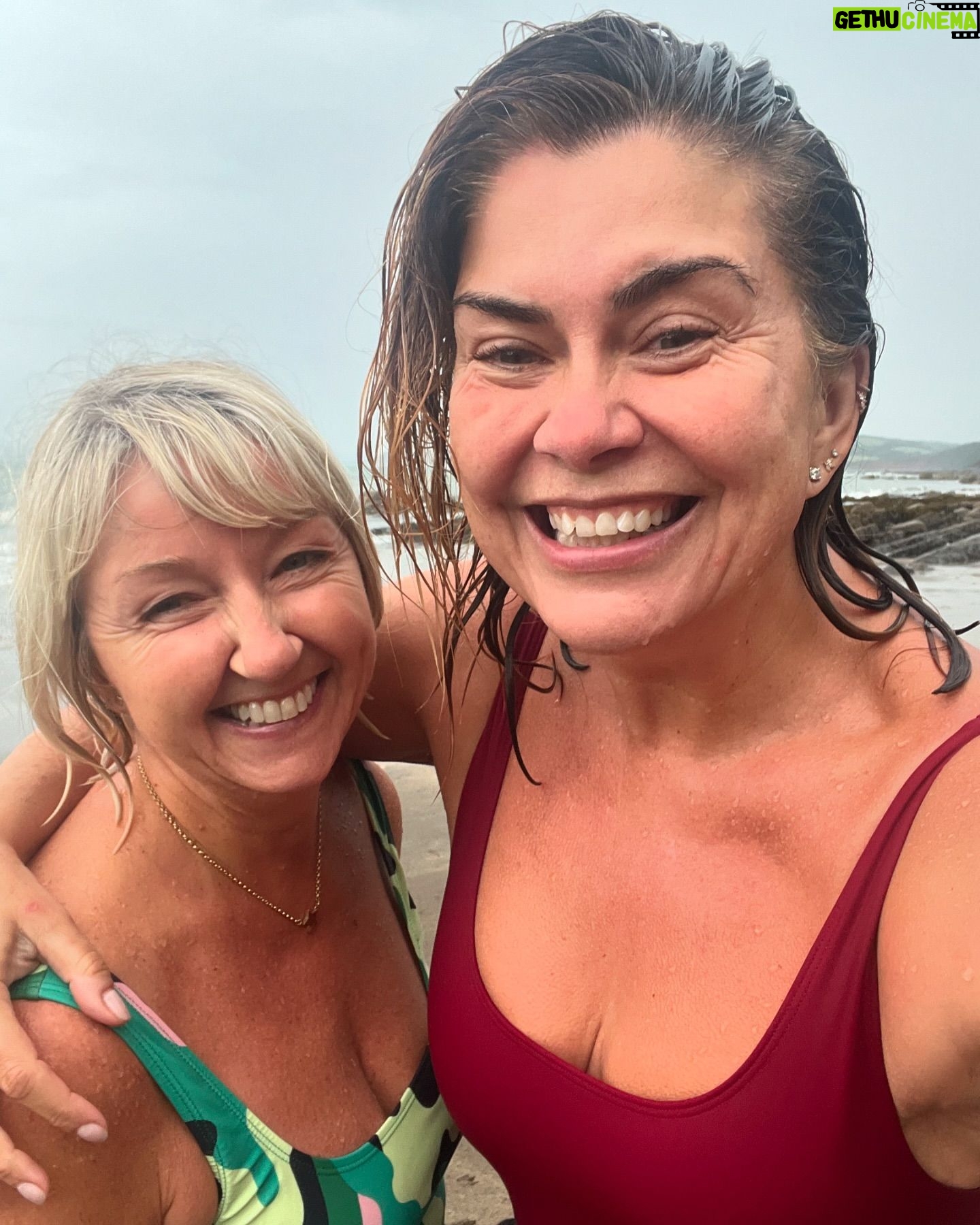Amanda Lamb - 6.4K Likes - Despite the vast of the majority of the country having sunshine, it’s raining in Devon… old me would’ve stayed indoors and probably been through a bottle of red by now..
This new version has just emerged from the sea in the pouring rain and it felt amazing… I even convinced the legend that is @ruthrubythursday66 to join me… never once have I regretted a swim… how’s the sunshine everyone?