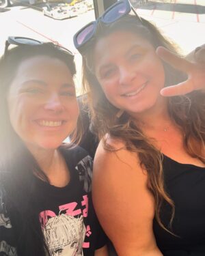 Amy Lee Instagram - Rocklahoma was an epic adventure this year! Thanks to everyone for coming out and sticking out the heat AND torrential downpour that paused the day. And thanks to @halestormrocks for giving us a ride!
It was all so worth it in the end. 

Image #1: Beth and Amy arrive like good girls on time for their flight
Image #2: Beth and Amy BAIL the airport with wild confidence after indefinite delays 
Image #3: Party on the Halestorm bus (better than any fly day by x 1000000!)
Image #4: Big storm rolls in and sets are being crossed out and pushed back… 🙏 
Image #5 Sweet, sweet victory
Image #6 Me, Lzzy, and my dad! ❤️