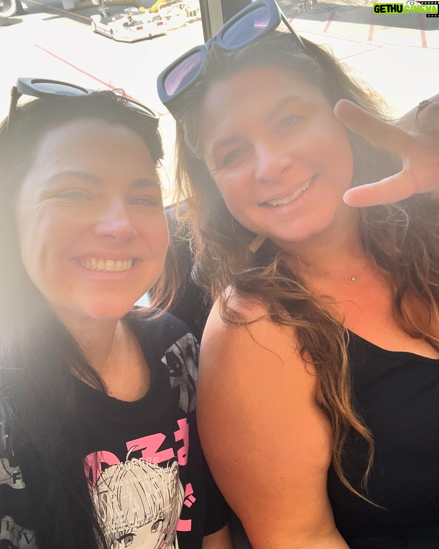 Amy Lee - 104.9K Likes - Rocklahoma was an epic adventure this year! Thanks to everyone for coming out and sticking out the heat AND torrential downpour that paused the day. And thanks to @halestormrocks for giving us a ride!
It was all so worth it in the end.
Image #1: Beth and Amy arrive like good girls on time for their flight
Image #2: Beth and Amy BAIL the airport with wild confidence after indefinite delays
Image #3: Party on the Halestorm bus (better than any fly day by x 1000000!)
Image #4: Big storm rolls in and sets are being crossed out and pushed back… 🙏
Image #5 Sweet, sweet victory
Image #6 Me, Lzzy, and my dad! ❤️