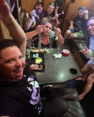 Amy Lee Instagram - Rocklahoma was an epic adventure this year! Thanks to everyone for coming out and sticking out the heat AND torrential downpour that paused the day. And thanks to @halestormrocks for giving us a ride!
It was all so worth it in the end. 

Image #1: Beth and Amy arrive like good girls on time for their flight
Image #2: Beth and Amy BAIL the airport with wild confidence after indefinite delays 
Image #3: Party on the Halestorm bus (better than any fly day by x 1000000!)
Image #4: Big storm rolls in and sets are being crossed out and pushed back… 🙏 
Image #5 Sweet, sweet victory
Image #6 Me, Lzzy, and my dad! ❤️