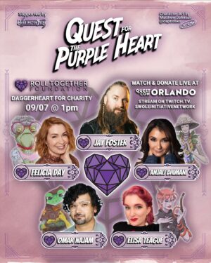 Anjali Bhimani Instagram - I CANNOT WAIT to take this absolutely killer cast through a 🗡️ Daggerheart 🙌 Charity Fundraiser for @rolltogetherfdn 💜 

🚨 Sat 09/07 1pm EST 🚨 

⭐️ “Our grants are dedicated to fostering diversity within the tabletop and gaming industry. By providing financial support, we enable game designers to fund their prototypes and commission artwork, helping them launch their initial products on platforms like Kickstarter.

Our Grant Committees is composed of industry professionals. They mentor grant recipients, guiding them from the initial demo phase through to full production. This comprehensive support ensures that new voices and innovative ideas can thrive in the gaming community.” ⭐️ 

You can help or hinder the players by donating! We’ll be LIVE at @questconorlando or streaming on @swoleinitiativenetwork AND @feliciaday on Twitch 👾

@critical_role @darringtonpress 

#ttrpg #charity #dnd #daggerheart #critcalrole #actualplay