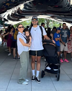 Anjelah Johnson-Reyes Instagram - Summer hits different with a baby. 

1 - Our first family vacation. Old San Juan, Puerto Rico
2 - Rosie’s first birthday party in San Jose
3 - Rosie‘s first birthday party in LA.
4 - Our first time at Wrigley Field in Chicago.
5 - The obligatory Chicago Bean picture
6 - Rosie‘s first time at the beach! San Juan, Puerto Rico.
7 - She decided the best place for a nap that day was in the ocean. I don’t blame her.
8 - Visiting the happy givers headquarters in Puerto Rico.
9 - Just besties being besties in a hotel hallway
10 - Bestie primas at their first family reunion!
11 - @sjearthquakes game!
12 - Fruit is liiiiife.
13 - Mom and dad had a night out.
14 - It’s in her blood.
15 - Lovers.
16- Vegas baby!
17 - Gotta get that workout in.
18 - Whoa. Send help.
19 - Double date night.
20 - Favs.