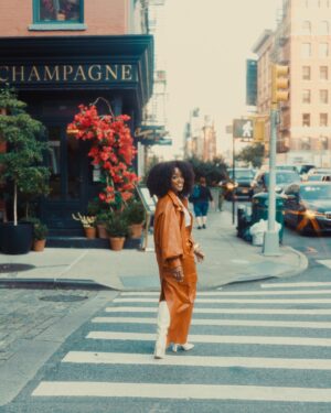 Arsema Thomas Instagram - Could you tell it was my first NYFW? 

Thank you to @braylendion for the portrait! @theophilio @melittabaumeister @gugubygugu @manthe.ribane @africanfashioncouncil @katebarton for inviting me. It is an honor and privilege to get to support African, sustainable and/or emerging designers always. 

Thank you @marieclairemag and @nikkiogun for inviting me and @chipsheridan to celebrate love and 30 years of NYFW with you xx

And always thanks to my support team of @toyeadedipe for styling me and @kymberberry for face beat and @imprintpr for it all. 

@chipsheridan is a menace. 

#nyfw