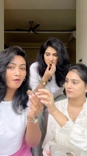 Ashmitha Instagram - Viral Dubai Chocolate!l! We got ours from @notjustvanilla.awe
It’s SOLID but surprisingly light…crunchy & delicious, don’t miss it 🍫 @donebyjaya @nimishakganwani 
#food #chocolate #dubai #dubaichocolate #kunafa #viralvideos #viralreels #viraldubaichocolate #yummy #hyderabad #telugu #teluguactress #ashtrixx #smile #happy #nomnom #foodie #hyderabadfoodie #foodcoma #love