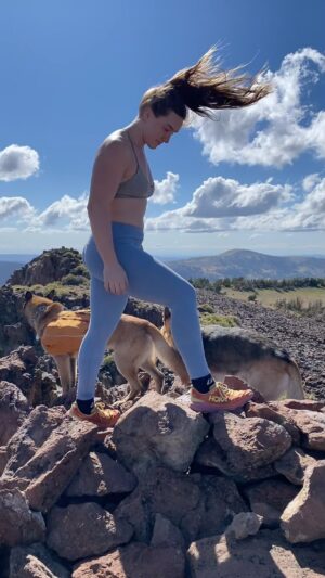 Aspen Ladd Instagram - Just me trying not to get blown off of one of the two 10,000 ft   peaks we summited today 😬
