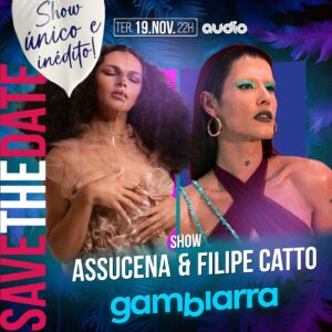 Assucena Assucena Instagram - É com imenso orgulho que a Gambiarra anuncia um show INÉDITO e imperdível na Audio: ASSUCENA e FILIPE CATTO se unindo para uma apresentação única! 😍 

Duas potências da música brasileira, duas forças da natureza, juntando suas vozes e talentos pra trazer o melhor da nossa sonoridade! 🎶

Vai ser uma noite emocionante, de pura magia musical pra você dançar, cantar, se divertir e dar muito beijo na boca! ❤️✨

🗓️ Coloca na agenda: 19 de novembro
🎟️ Ingressos já disponíveis!

#ShowInédito #AssucenaEFilipeCatto #GambiarraAFesta #AudioSP #festasSP