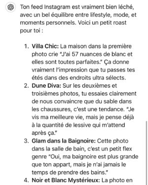 Aurélie Van Daelen Instagram - C’est Chat Gpt qui l’a dit 😅🤫 
Est qu’il est dans le vrai ou le faux ? (Moi perso je prends le compliment de « femme moderne des années 2025 🤣 » )