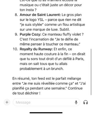 Aurélie Van Daelen Instagram - C’est Chat Gpt qui l’a dit 😅🤫 
Est qu’il est dans le vrai ou le faux ? (Moi perso je prends le compliment de « femme moderne des années 2025 🤣 » )