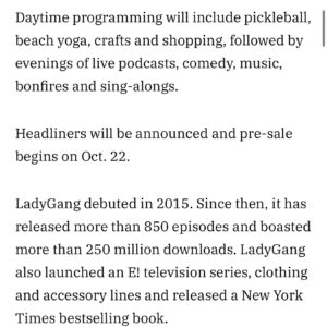 Becca Tobin Instagram - LADYWORLD 2025 is here 🌎

SEPT 26-28 2025 ✨ DESTIN FLORIDA

We’ve been working on this for yearssssss and it feels so good to finally invite all of you to the ultimate feel good retreat - comment FLORIDA below   we will DM you a link for more info 🌴 

Thank you so much to @variety   @marcmalkin for this amazing announcement 👀 

See you at the beach! 💕