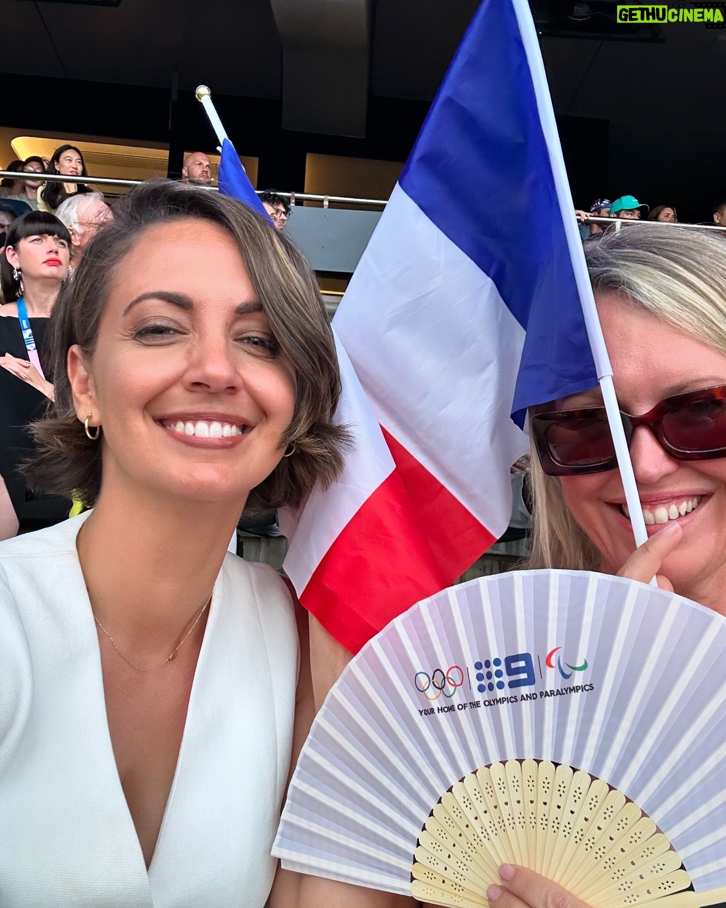 Brooke Boney - 3.1K Likes - I had friends come visit who I managed to squeeze in hugs and fun with in between doing crosses and spending time with the families of the athletes. @cstanaway shouted our team a family feast from French KFC on a 35 degree day in an hour between rugby matches at the Stade de France. I watched brothers and sisters cheer on their siblings even though they didn’t place because they were so frigging proud they got as far as they did. We took naps on the floor between broadcasts because we were glued to the coverage and couldn’t leave the compound because security was so tight 🇫🇷