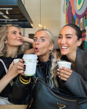 Caro Daur Instagram - Anzeige // @prada and Miranda July asked us to answer a question: “what’s your love language?” 🫶🏻 ofc it’s quality time with the trio - loyalty, loyalty loyalty since 2015 #PradaAimee