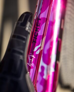 Caroline Buchanan Instagram - @cbuchanan68’s “Colour-Line Buchanan” contest winning Ticket 🎨🖌️

Coloring book contest winner Mary Jane got to see her design come to life in Whistler, where the chrome pink camo shined bright at the pump track 🤝

📸 @maddogboris

#TrekBikes #TrekTicket #Crankworx #pumptrack #slopestyle