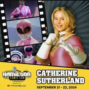 Catherine Sutherland Instagram - This weekend I’m heading to Hamilton!
First con in 🇨🇦
Come see @djfielding_zordon aka Papa Z and I  Sept 21-22 @hamiltoncomiccon 

#catherinesutherland #PinkRanger #Onceandalways #KatherineHillard #Mightymorphinpowerrangers #zeo #Turbo #PinkRangerPower #Pterodactyl #cranezord #powerrangersplayback
