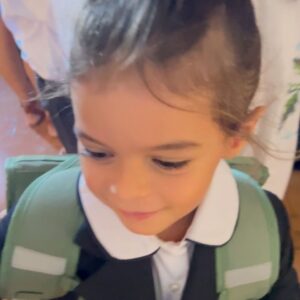 Catrinel Marlon Instagram - Today is such a special day: taking my daughter to her first day of elementary school is an indescribable emotion. Seeing her with her backpack on, ready to start this new adventure, fills my heart with pride and joy. It’s a mix of emotions, between nostalgia and happiness, knowing that she’s growing up and starting a new chapter in her life. I am so proud of you, my love. ✨❤️ #FirstDayOfSchool #UnforgettableEmotions #ProudMom
