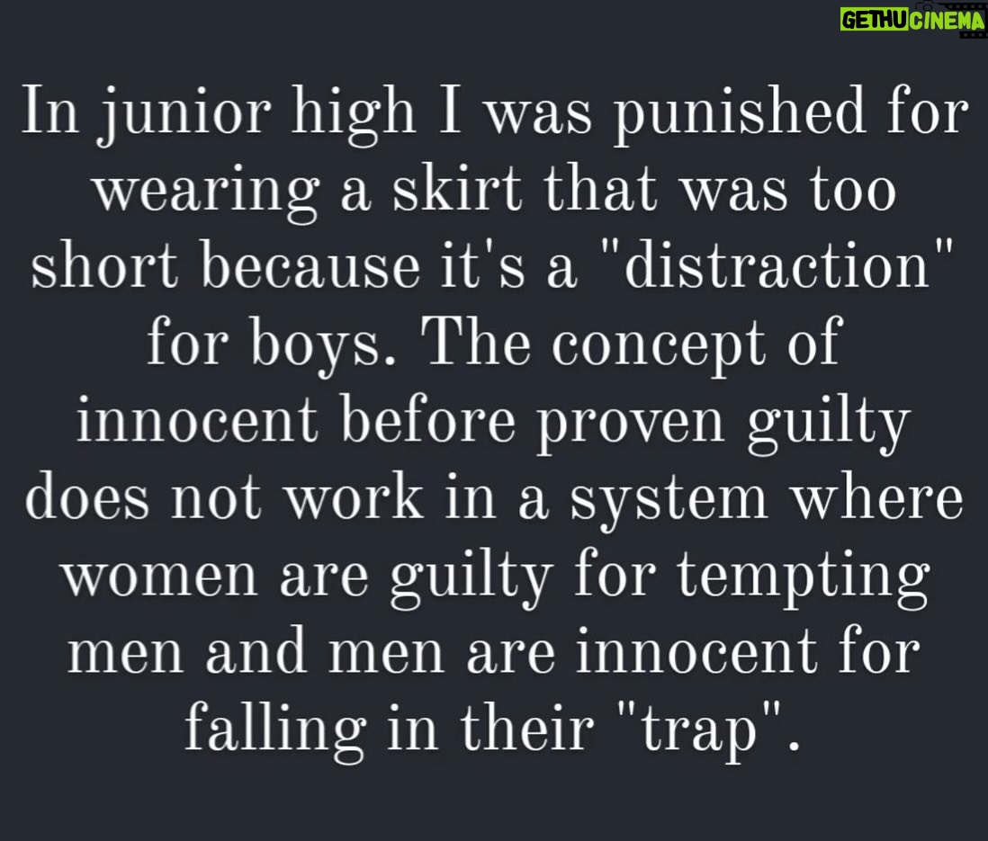Christine Elise - 1.2K Likes - Sending girls home from school because of what they are wearing says to them that the education of boys (without distraction) is more important than the education of girls.
This isn’t my quote depicted in the image but this did happen to me. In high school. Wearing a skirt that hit mid-thigh. Swipe to see the ACTUAL skirt (Grand Cyn August 1981). But know that I was wearing black tights and an oversized men’s shirt with the skirt at school. Not a bippy top. No skin.