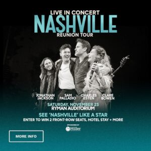 Clare Bowen Instagram - See ‘Nashville’ like a star! 🌟 The @nashvillecmt Reunion Tour is coming to the Ryman with a very special show on Saturday, November 23. Register to win front-row seats and more, courtesy of @happyhiller, the official sponsor of the Ryman.
 
One winner will receive:
2️⃣ Front-row seats for Nashville Reunion on November 23
🎫 (2) Ford Lounge passes
🏨 (2) night stay at @rennashville Hotel
💸 $500 Visa gift card
💒 Ryman Daytime Tour for 2️⃣ and Ryman Gift Package
 
Enter to win sweepstakes at the link in our bio! ✨
