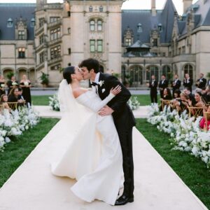 Connar Franklin Instagram - #OTMExclusive 💍 Our September cover is here, featuring #OTMBride @connarfranklin and @aaroncarpenter’s wedding—which took place exactly one year ago today at George Vanderbilt’s @biltmoreestate. 🥂 Connar and her father walked down the 200-foot-long aisle, as a 20-piece orchestra 🎻 played “Invisible String” by @TaylorSwift. “I was freaking out walking down in front of everyone, but the second I saw Aaron, it felt like it was just us two,” the bride reflects. “There was a moment when my leg almost gave out. I broke my toe two-and-a-half hours before, but I insisted on wearing my four-inch heels. It was a challenge but nothing a little numbing cream and love in the air couldn’t fix!”🩹🤍

Stay tuned as Connar is taking over our IGS later today, and go to the 🔗 in bio to see more of her and Aaron’s wedding. 

📷: @josevilla
Planning: @samkoma.world
📍: @biltmoreestate
Beauty: @jentioseco @flawlessairbrush @tombachik
💌: @katewisemancreative
Decor: @whitedoorevent
Watercolor Artist: @alyssa_faye_simpson
🎶: @entertainofficial

#OTMWedding #wedding #thebiltmoreestate #biltmoreestate #biltmorewedding #northcarolinawedding #weddinginspiration #eliesaab #daniellefrankel  #connarfranklin #aaroncarpenter #camerondallas