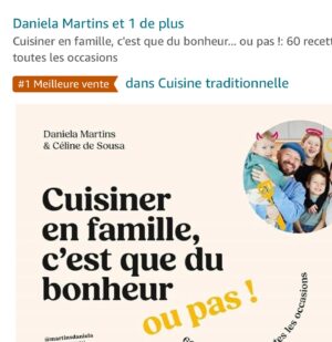 Daniela Martins Instagram - Il est làaaaaaa 🥳🥹♥️
« Cuisiner en Famille c’est que du bonheur ou pas » !
Pour toi aussi, préparer le dîner pour la famille ressemble à un casse-tête quotidien ? Aussi douée qu’une quiche en cuisine, j’ai fait appel à une vraie cheffe, @celinedesousa_chef , experte en repas express et équilibrés. 60 recettes aussi gourmandes que simples, pour sortir de la sempiternelle routine riz, pâtes et patates...

Déculpabiliser est le maître mot de ce livre de cuisine…ah et de l’humour évidemment ☺️

Merci à ma maison d’édition @solar_editions qui une fois de plus a cru en moi ♥️

#livredecuisine #etremerecestquedubonheuroupas #happy