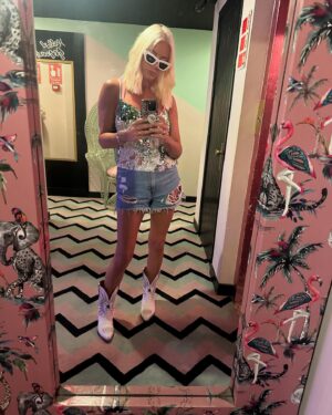 Denise Van Outen Instagram - Another great stay @wikiwoo_ibiza 🇪🇸 swimsuit @marbelladressme 
 fan 🪭 @disco_leopard