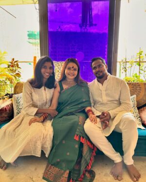 Devoleena Bhattacharjee Instagram - “Celebrating the divine journey to motherhood with the sacred Panchamrit ritual, where tradition and love blend to bless the mother and her unborn child with health, prosperity, and joy during this beautiful chapter of life.” 😍🥰❤️🧿 

#panchamrit #mytribe #mypeople #soontobeparents #momtobe #dadtobe #blessed #gratitude #ganpatibappamorya #prayers