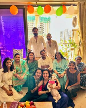Devoleena Bhattacharjee Instagram - “Celebrating the divine journey to motherhood with the sacred Panchamrit ritual, where tradition and love blend to bless the mother and her unborn child with health, prosperity, and joy during this beautiful chapter of life.” 😍🥰❤️🧿 

#panchamrit #mytribe #mypeople #soontobeparents #momtobe #dadtobe #blessed #gratitude #ganpatibappamorya #prayers