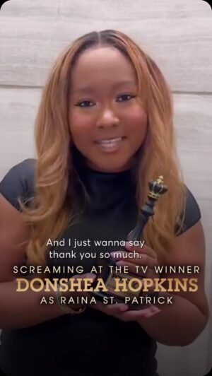 Donshea Hopkins Instagram - Raina’s death had us all in our feels 😭 Congrats to Donesha Hopkins, our ‘Screaming at the TV’ Winner! 🎉📺 #PowerChoiceAwards #Power10 

Watch the full awards show with link in bio. 🏆