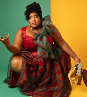 Dulcé Sloan Instagram - In the first of the Emmys posts I present THE LOOK!
Thank you to everyone who made this possible 

Gown: @anit_cuts 
Pearl Earrings & Ring: @zepplinthelabel 
Gemstone Earrings & Rings: @inthelightofdayjewelry 
Necklace & anklet: @madebymooni 
Pinky ring: @gabrielandco 
Bracelet: @trinaturk vintage
Shoes: @naturalizer 
Bag: @meliebianco 
Stylist: @styleethic 
Hair: @misscopeland310 
Makeup: @jenfregozo 
Lip Color: “I’ll Show You Crazy” by @giggleglosslips 
Nails: Tran of @pamperedhands 
Photos: @kimnewmoney