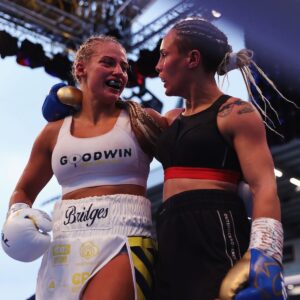 Ebanie Bridges Instagram - 3 years ago today I had my FIRST fight in Leeds, my beloved adopted city, was the most incredible experience I’d had at the time. Fighting at Headlingly Stadium infront of my fans. 
After this fight I was blessed to be able to fight in Leeds two more times and each time the atmosphere grew and got bigger and bigger my last fight in Leeds I fought infront of 17,000 fans at the Arena. Nothing will ever beat the feeling of walking out to my fans before a fight… (and winning of course 😅) 

Thank you to all my fans for the amazing experiences I’ve had with you. Can’t wait to make more 

💙💛💙💛💙💛💙💛 ALAW MOT
