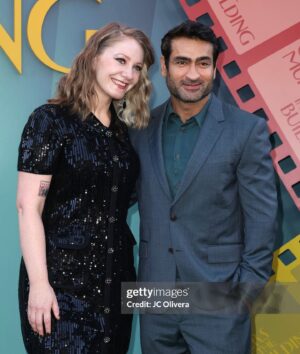 Emily V. Gordon Instagram - Today is the day! The new season of @onlymurdershulu is out today, and the show does not need me to promote it, but I will anyway because @kumailn is in this season!!! 

I got to watch Meryl effing Streep scream with excitement when she saw him at the premiere because she’d just seen the whole season that day and loved him in it. These are things he’d never say but I’m allowed to!

Dress: @mrselfportrait 
Hair: @stevenmasonlife 
Makeup: @kristeeliu