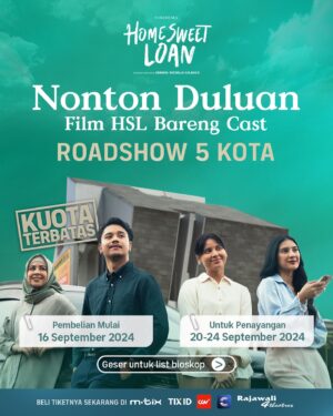 Fita Anggriani Instagram - Pengumuman! Nonton duluan film HSL bareng cast di kotamu yuk! 📢

Film Home Sweet Loan bakal hadir di Purwokerto, Yogyakarta, Bogor, Bandung, dan Depok 🚙

Ada kota tempat tinggal kamu yang kesebut gak? Jangan lupa ikutan!

Beli tiketnya bisa dari sekarang di aplikasi Mtix @cinema.21, @tix_id, @cgv.id, dan di bioskop @rajawalicinema
*Pembelian tiket di bioskop hanya berlaku untuk CGV dan Rajawali

Sampai jumpa di sana bareng cast #FilmHSL bersiap yaaa! ✨

#AkuKaluna #HomeSweetLoanFilm #PejuangHidup #PejuangRupiah #PejuangKeluarga #PejuangRumah #26September2024