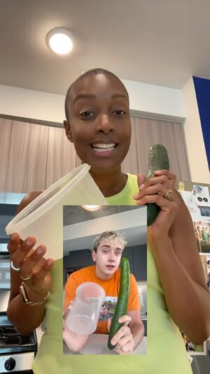 Franchesca Ramsey Instagram - I tried @logansfewd’s viral salmon cream cheese #cucumber salad #recipe & it’s amazing #potsandfrans