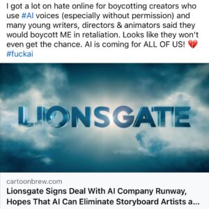 Grey DeLisle Instagram - #fuckai #ai #lionsgate #theendofthefuckingworld