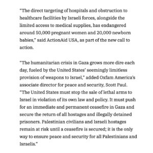 Haley Webb Instagram - Thank you @MahershalaAli @ilana @cynthiaenixon @markruffalo and the entire @artists4ceasefire Collective   Team for representing performers, artists, and guild members of conscience. Thank you for using your platforms to speak out. 

All of us, no matter where we fall in the entertainment industry, have the right and the moral imperative to do so, and to organize our colleagues and Union leaders to do the same. Our country has the power, but also the obligation to stop arming Israel under domestic and international law. 

To our fellow SAG-AFTRA and Sister Guild members: you are not alone. From A-listers to working actors and film workers, we are organizing for change, for justice, for Palestine. Read the @variety article and check out the long list of your colleagues speaking up at Artists4Ceasefire.org. 

And join us, @sagaftramembersforceasefire in demanding our @sagaftra Union leadership break their silence - sign our letter in our bio, and DM or email us to get involved in organizing. 

#stoparmingisrael
#notanotherbomb
#PermanentCeasefireNow
#StopWeaponsSaveLives
#freepalestine 
#Artists4Ceasefire

From @artists4ceasefire 

We stand with international humanitarian and human rights organizations, unions, policymakers, grassroots movements, a majority of Americans, and citizens around the world calling on our leaders to uphold U.S. and international law.*

It is illegal to supply or use weapons to commit “grave human rights violations,” including striking schools or hospitals, restricting humanitarian aid, and killing children.

In partnership with @oxfamamerica, @actionaidusa, @warchilduk and @childreninconflict, Artists4Ceasefire stands for an immediate and permanent ceasefire now, the release of all hostages, delivery of humanitarian aid, and freedom, justice, dignity and peace for all people.

The “Barb Wire Peace Dove,” by renowned artist Shepard Fairey, (@obeygiant) represents our common humanity, and the action needed to save precious
Stop Weapons. Save Lives. Compassion Must Prevail.

*Foreign Assistance Act, Arms Export Control Act, Geneva Conventions of 1949