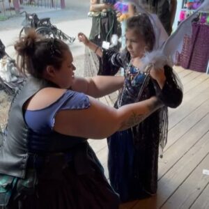 Hilarie Burton Instagram - I suppose some families go back to school shopping at the mall or Target. 
We opted for the @spirithalloween store and the @newyorkrenaissancefaire this weekend. Why buy new sneakers when you can get leather armor and dragons?!?!
And jousting is pretty much football…..with a stick and horses. 

Stay weird, everybody. ✨💖