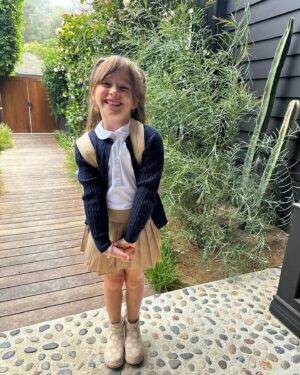 Hilary Duff Instagram - My queen. My boss. My CEO. My top dog. My big cheese. My kindergartener. Let’s go baby girl!!! 
How does she know it’s my life’s work to chase her around with the hair brush all morning to make sure we don’t have a melt down about a hair out of place????
