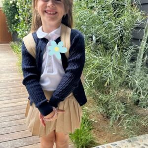 Hilary Duff Instagram - My queen. My boss. My CEO. My top dog. My big cheese. My kindergartener. Let’s go baby girl!!! 
How does she know it’s my life’s work to chase her around with the hair brush all morning to make sure we don’t have a melt down about a hair out of place????