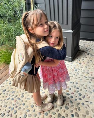 Hilary Duff Instagram - My queen. My boss. My CEO. My top dog. My big cheese. My kindergartener. Let’s go baby girl!!! 
How does she know it’s my life’s work to chase her around with the hair brush all morning to make sure we don’t have a melt down about a hair out of place????