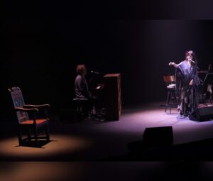 Imelda May Instagram - I was incredibly honoured to be invited 
to perform a show in celebration 
of the great Lady Augusta Gregory 
in the @abbeytheatredublin last night.
Lady Gregory was such an important figure in Ireland 
not least as a great poet and playwrite but also as an active researcher, collector. preserver and translator 
of our old and rich oral traditions which 
without her might well have been forever lost. 
She was one of the founder members of 
the Abbey Theatre itself and a leading figure 
in the Irish revivalist movement.
I was delighted to meet with Lady Gregory’s family especially her great granddaughter Jane Murray-Brown
Thank you to all the incredible team at The Abbey, 
my wonderful manager @meredithplant1 
and of course my talented band 
@richardjcardwell on piano and @guitardarling on guitar 
who player such an important part 
of a very special evening. 
Thank you to all who came and trusted in me 
to create this celebratory and beautiful night.
But mostly thank you to the late great Lady Gregory 💚

Artistic Director Caitríona McLaughlin 
Executive Director Mark O’Brien
Resident Director Esosa Ighodaro
Producer Jen Coppinger
Casting Director Barry Coyle
Director of New Work & Literary, Ruth McGowan
Abbey Archivist Mairead Delaney 
Marketing Heather Maher
Socials Eva Louise
Artist Liaison Aoife McCollum
Technical Director Rob Furey
Production Manager Justin Murphy 
Sound Engineer Alexis Nealon
Monitor Engineer Derek Conaghy
Lighting Director Simon Burke
Lighting Tech Laura Honan
Stage Manager Pat Dillon

 
Dress & Cape by Sara ONeill
@saraoneillartist 🖤

Photographer Mark Stedman @mark_stedman