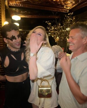 Jasmine Kennedie Instagram - Last night was so fun, thank you @worldofwonder for inviting me to such a fun party celebrating 2 amazing documentaries by the amazing @fentonjbailey & @randybarbato 🥰 

Fit: @cosstores 
Bag: @versace 
Earrings& watch: @swarovski