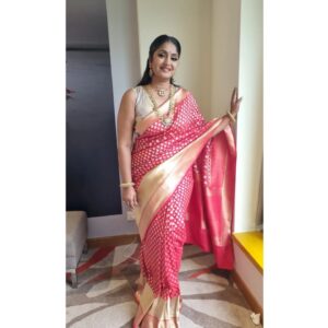 Jhansi Instagram - Red and gold 🔥 
For NBK50

Stylist @kirthana_sunil
Jewellry @aditi_collection